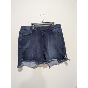 Judy Blue Pull On Shorts SZ  2 XL Dolphin Hem Frayed Elastic Waist Stretch